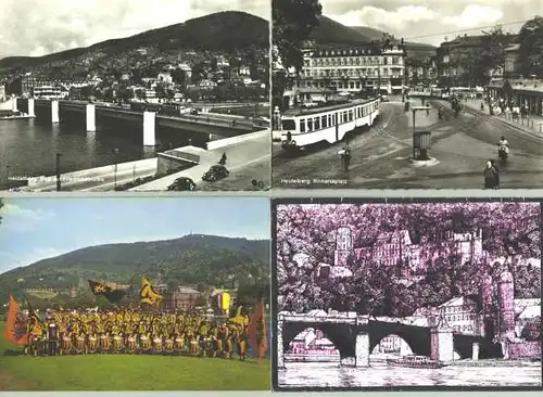 (1019620)  4 alte Ansichtskarten mit Motiven aus Heidelberg. Postalisch nicht gelaufen. Dier huebschen Motive stammen wohl aus der Zeit der 1960er bis 1970er Jahre ??