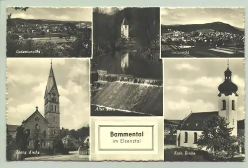 () Alte Ansichtskarte "Bammental im Elsenztal". Beschrieben u. postalisch gelaufen mit Marke u. Stempel von 1958