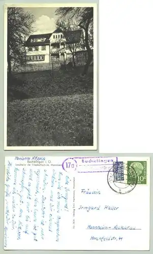 () Alte Ansichtskarte "Buchklingen / Landheim der Elisabethschule Mannheim". mit Marke u. Stempel nebst Posthilfestempel von Buchklingen v. 1954