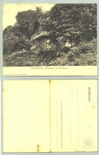 () Alte Doppel-Ansichtskarte (zum falten) "Hotel-Restaurant Molkenkur bei Heidelberg". postalisch nicht gelaufen. Verlag Kunstdruck Gebr. Isenbeck, Wiesbaden um 1900