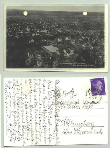 (1019687) Alte Ansichtskarte "Dossenheim". mit Marke und Stempel von 1942. 2 Abheftungsloecher