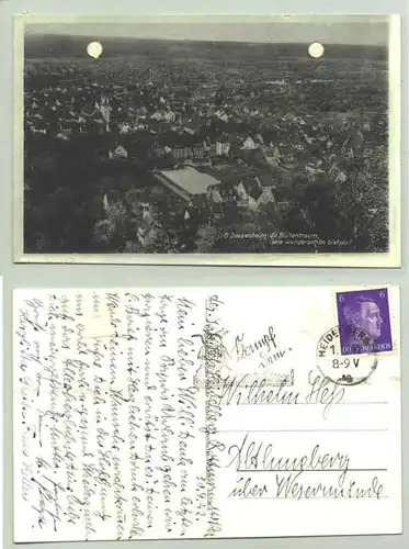 () Alte Ansichtskarte "Dossenheim". mit Marke und Stempel von 1942. 2 Abheftungsloecher