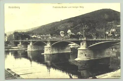 () Ansichtskarte "Heidelberg / Friedrichs-Brücke". Um 1900 ?