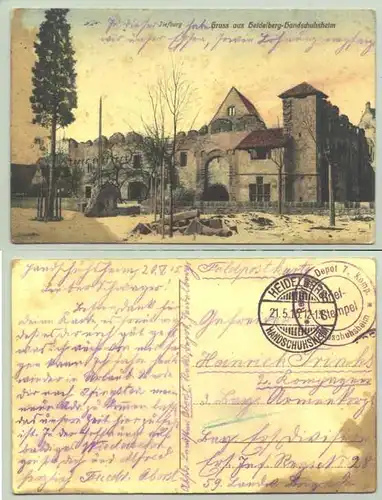 (1019644) Ansichtskarte "Gruss aus Heidelberg-Handschuhsheim". Beschrieben und postalisch gelaufen als Feldpostkarte im Jahre 1915