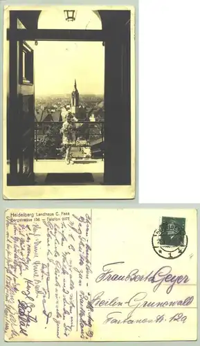(1019638) Foto-Ansichtskarte "Heidelberg - Landhaus C. Fass, Bergstrasse 156". 1929