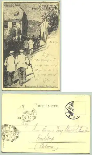 (1019276) Alte Ansichtskarte von 1901 "Gruss aus der Hirschgasse". Heidelberg