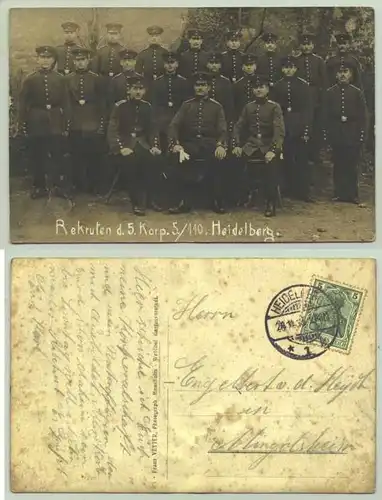 () Alte Foto-Ansichtskarte von 1913 "Heidelberg - Rekruten d. 5. Korp. 5. / 110."