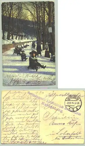 (1019621) Alte Ansichtskarte "Heidelberg / Die Rodelbahn bei der Molkenkur". 1914