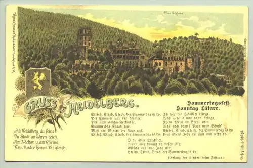 (1019605) Alte Ansichtskarte aus Heidelberg mit huebschem Motiv zum Sommertagsfest / Sonntag Laetare. Mit Versen. Um 1900 ?