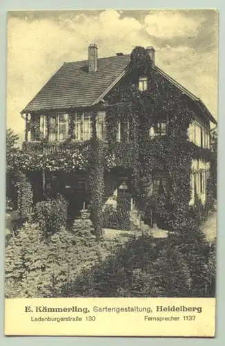 () Alte Ansichtskarte "E. Kaemmerling, Gartengestaltung, Heidelberg Ladenburgerstr. 130" um 1910 ?