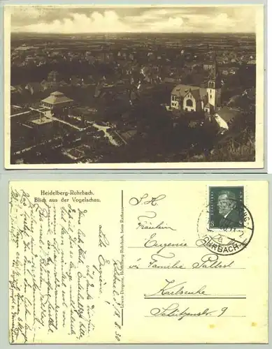 (1019295) Alte Ansichtskarte "Heidelberg-Rohrbach. Blick aus der Vogelschau". 1930