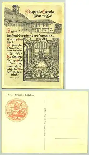 () Alte Ansichtskarte "550 Jahre Universitaet Heidelberg / Ruperto Carola 1386 - 1936"