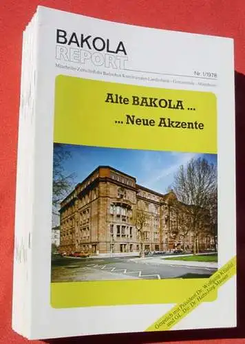 Neu : Versandkosten ab Euro 7,00 / BRD. () BAKOLA-Report. Mitarbeiter-Zeitschrift der Badischen Kommunalen Landesbank. Ausgaben Nr. 1/1978 lückenlos bis Nr. 1/1983 (21 Magazine in TOP Zustand. Format je 21 x 30 cm. Beilagen : Heidelberger...