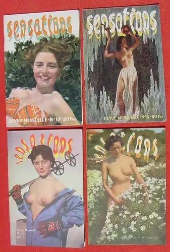 ()  "Sensations" - 'Revue Mensuelle'. 4 x Erotik-Magazin ab 1948. Siehe bitte Beschreibung u. Bilder