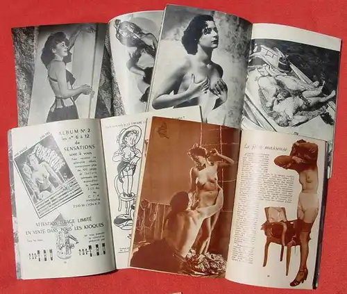 ()  "Regal" - 'Revue Mensuelle' 4 x Erotik-Magazine 1950. Siehe bitte Beschreibung u. Bilder