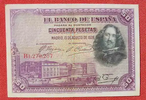 (1049210) Spanien Banknote 50 Pesetas 1928, siehe bitte Originalbilder