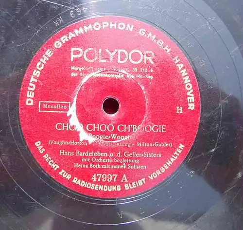 (2002351) Bardeleben. 'Choo Choo Ch'Boogie' u.a.., Polydor. Alte Schellack-Schallplatte. Siehe bitte Beschreibung u. Bilder