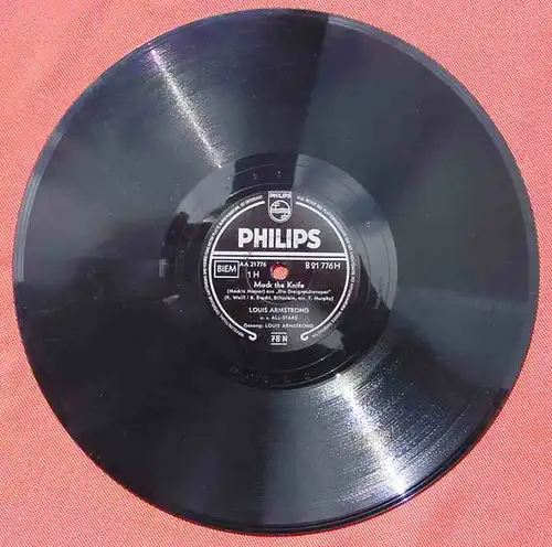 (3001011) Louis Armstrong u. s. All Stars. Mack the Knife. Alte Schellack-Schallplatte. Siehe bitte Beschreibung u. Bilder