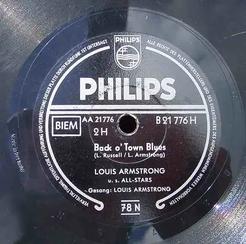 (3001011) Louis Armstrong u. s. All Stars. Mack the Knife. Alte Schellack-Schallplatte. Siehe bitte Beschreibung u. Bilder