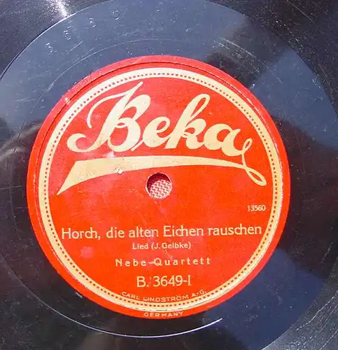 (3001016) Nebe-Quartett. Horch, die alten Eichen rauschen. Alte Schellack-Schallplatte. Siehe bitte Beschreibung u. Bilder
