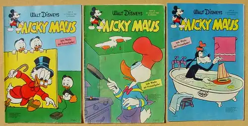 (1044279) 3 x MICKY MAUS Hefte von 1960 ! Nr. 8, 34, 36. Originalhefte. Ehapa-Verlag # Walt Disney