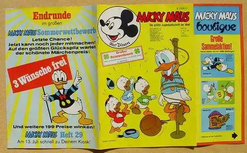 (1044287) Walt Disneys MICKY MAUS. Heft Nr. 28 vom 10. 7. 1971. Originalheft mit 2 Klappseiten. Ehapa-Verlag # Walt Disney
