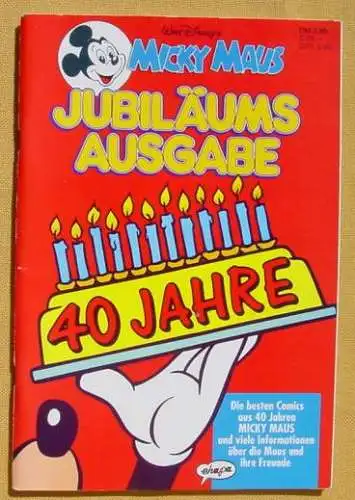! Neu : Versandkosten ab Euro 2,50 () Walt Disneys MICKY MAUS. Jubiläumsausgabe 40 Jahre (1991) Sehr gut erhalten ! Ehapa-Verlag # Walt Disney  Ein wunderschöner Comic mit vielen interessanten Berichten. Meines Erachtens Z. 1, eher besser ?...