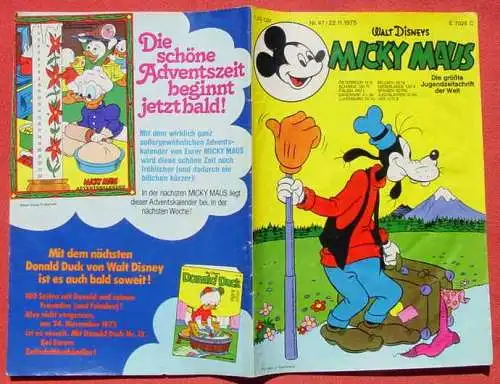 Neu + gültig ! Versandkosten ab Euro 2,50 ! () Walt Disneys MICKY MAUS. Nr. 47 v. 22. 11. 1975. Ehapa-Verlag # Walt Disney  Komplettes Heft mit Sammelmarke und 24 zusaetzliche Innenseiten / Reklame. Mit Micks Sportseite "Dietrich Thurau",...