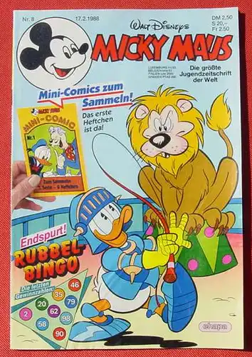 (1044330) Walt Disneys MICKY MAUS. Nr. 8 / 1988. Sehr guter Zustand. Ehapa-Verlag # Walt Disney