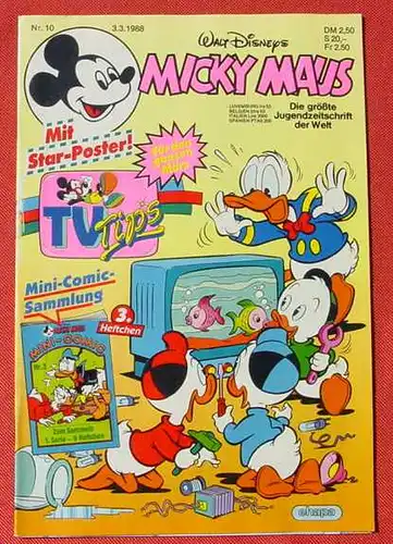 () Walt Disneys MICKY MAUS Nr. 10 / 1988. Kompl. mit Schallplatte. Guter Zustand. Ehapa-Verlag # Walt Disney