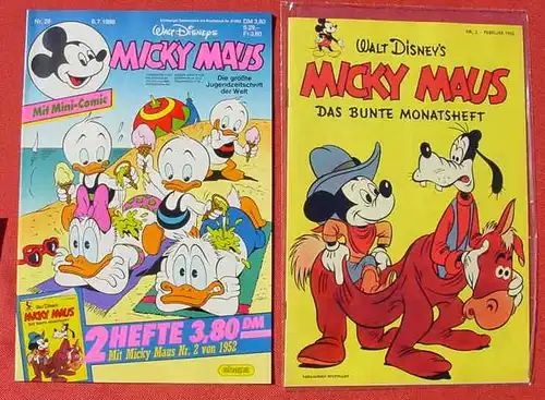 (1044335) Walt Disneys MICKY MAUS. Nr. 28 / 1988 u. ND-Heft Nr. 2 / 1952. Sehr guter Zustand. Ehapa-Verlag # Walt Disney