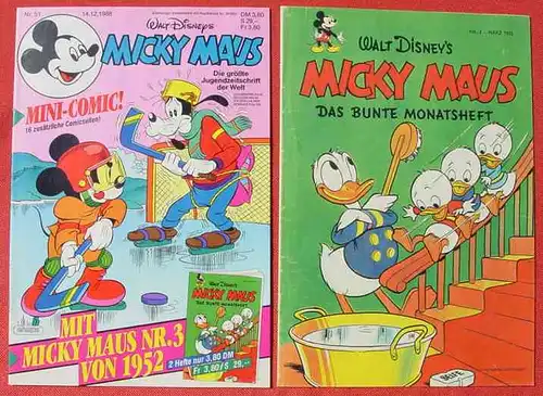 (1044336) Walt Disneys MICKY MAUS. Nr. 51 / 1988 u. ND-Heft Nr. 3 / 1952. Guter Zustand. Ehapa-Verlag # Walt Disney