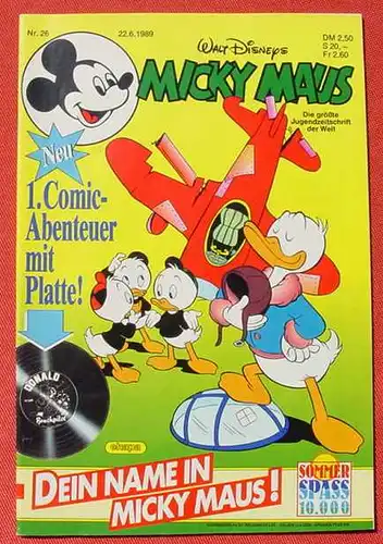 (1044338) Walt Disneys MICKY MAUS Nr. 26 / 1989. Mit Schallplatte ! TOP Zustand. Ehapa-Verlag # Walt Disney
