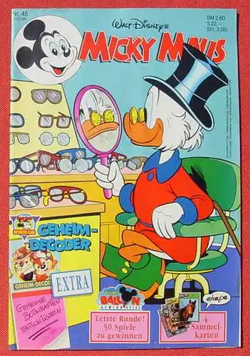 (1044351) Walt Disneys MICKY MAUS. Nr. 45 / 1991, komplett mit Beilagen. TOP Zustand. Ehapa-Verlag # Walt Disney