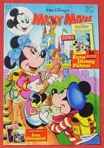 (1044354) Walt Disneys MICKY MAUS Nr. 15 / 1992. Sehr guter Zustand. Ehapa-Verlag # Walt Disney