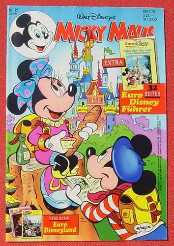 () Walt Disneys MICKY MAUS Nr. 15 / 1992. Sehr guter Zustand. Ehapa-Verlag # Walt Disney