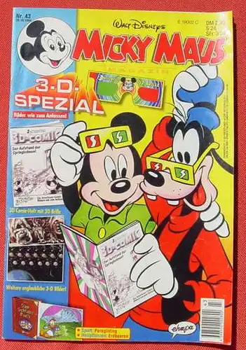 (1044364) Walt Disneys MICKY MAUS. Nr. 43 / 1994, komplett mit 3-D-Brille. TOP Zustand. Ehapa-Verlag # Walt Disney