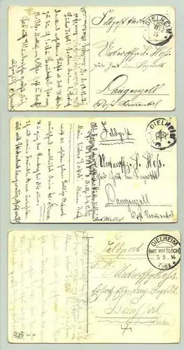 (1019697) 3 alte Ansichtskarten / Motivkarten mit Stempeln von Dielheim 1915 / 1916
