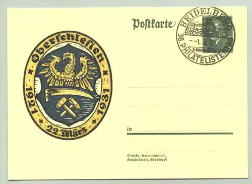 () Postkarte mit einem schoenen Sonderstempel "Heidelberg - 38. Philatelistentag 1. 8. 1932"