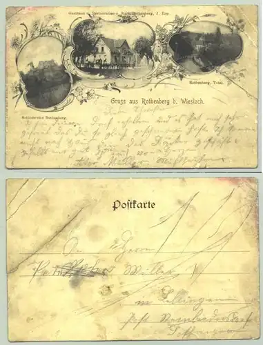 (1019693) Ansichtskarte "Gruss aus Rothenberg b. Wiesloch / Gasthaus u. Restauration z. Stadt Rothenberg"