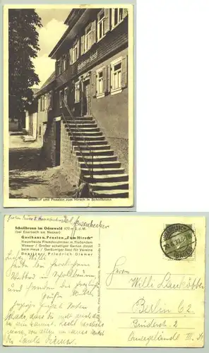 (1019312) Ansichtskarte "Gasthaus zum Hirsch in Schollbrunn". Bes. Friedrich Diemer