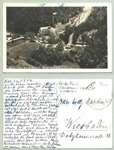 (1019678) Ansichtskarte mit Flugzeugaufnahme vom Kreisaltersheim Schriesheim