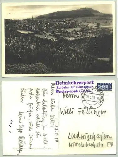 (1017835) Ansichtskarte "Waldkatzenbach i. O." Heimkehrerpost am 19. 5. 1950