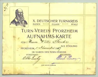 Ausweis Pforzheim 1917 (intern : )