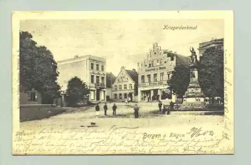 (18528-011)  Ansichtskarte. "Bergen a. Rügen - Kriegerdenkmal"