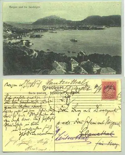 Bergen, Norwegen, 1907 (1030141)  Ansichstkarte. Postalisch gelaufen 1907