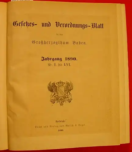 Grosshzgt. BADEN Gesetze Jahrgang 1890 ()