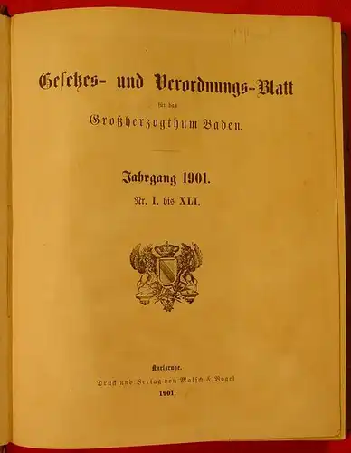 Grosshzgt. BADEN Gesetze Jahrgang 1901 ()