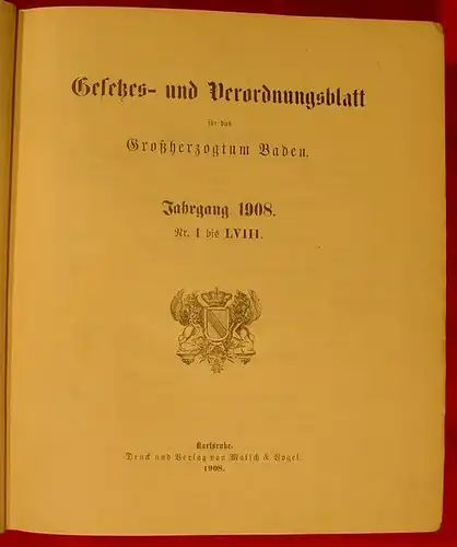 Grosshzgt. BADEN Gesetze Jahrgang 1908 ()