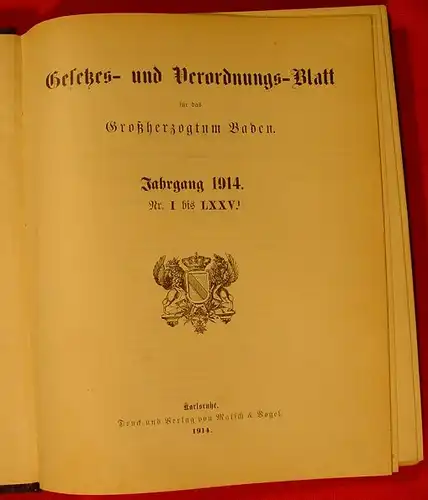 Grosshzgt. BADEN Gesetze Jahrgang 1914 ()